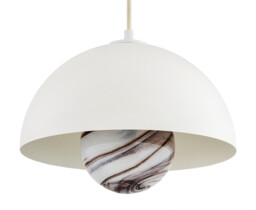 Piava Dome Pendant Ceiling Light White-Brown (Marble Colour), Cream White - thumbnail 3