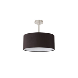 Baymont Satin Nickel E27 Semi Flush With 40cm x 18cm Faux Silk Shade, Black/White Laminate - thumbnail 5