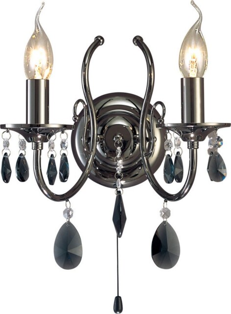 Luna Wall Lamp 2 Candle Light Black Chrome, Crystal - image 1