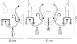 Luna Wall Lamp 2 Candle Light Black Chrome, Crystal - thumbnail 3
