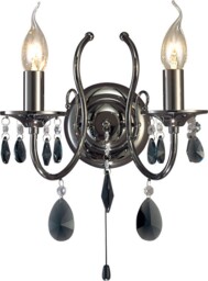 Luna Wall Lamp 2 Candle Light Black Chrome, Crystal