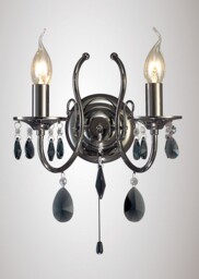 Luna Wall Lamp 2 Candle Light Black Chrome, Crystal - thumbnail 2