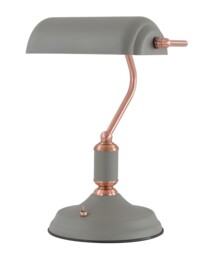 Tioga Banker Table Lamp 1 Light With Toggle Switch, Sand Grey, Copper - thumbnail 3