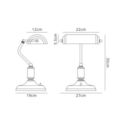 Tioga Banker Table Lamp 1 Light With Toggle Switch, Sand Grey, Copper - thumbnail 2