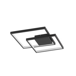 Porto 2 Square Integrated LED Semi Flush Light Sandy Black Steel Aluminium LED 30W 2030Lm 3000K
