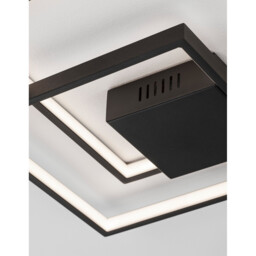 Porto 2 Square Integrated LED Semi Flush Light Sandy Black Steel Aluminium LED 30W 2030Lm 3000K - thumbnail 2