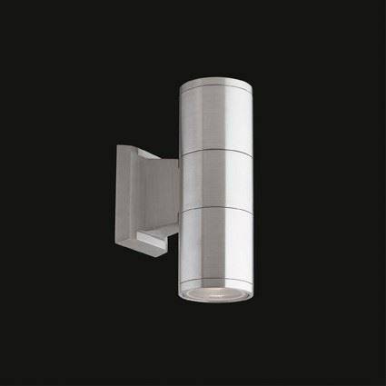 Gun 2 Light Outdoor Small Up Down Wall Light Aluminium, Black IP44, GU10