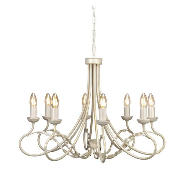 Olivia 8 Light Chandelier Ivory, Gold Finish, E14 - image 1
