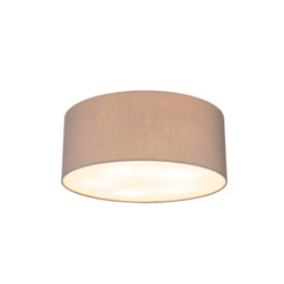 Baymont White 5 Light E27 Universal Flush Ceiling Fixture With 50cm x 20cm Faux Silk Shade, Grey/White Laminate - thumbnail 1