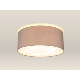 Baymont White 5 Light E27 Universal Flush Ceiling Fixture With 50cm x 20cm Faux Silk Shade, Grey/White Laminate - thumbnail 2