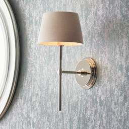 Rennes & Cici Wall Lamp with Shade Bright Nickel Plate & Grey Linen Mix Fabric - thumbnail 3