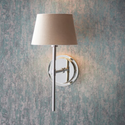 Rennes & Cici Wall Lamp with Shade Bright Nickel Plate & Grey Linen Mix Fabric - thumbnail 2
