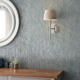 Rennes & Cici Wall Lamp with Shade Bright Nickel Plate & Grey Linen Mix Fabric - thumbnail 5