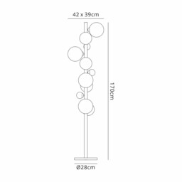 Marshall Floor Lamp, 11 Light G9, Satin Black, Amber Plated Glass - thumbnail 2