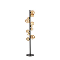 Marshall Floor Lamp, 11 Light G9, Satin Black, Amber Plated Glass