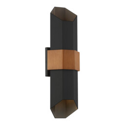 Quoizel Chasm Outdoor Up Down Wall Lamp Matte Black (with painted wood effect strap), 3000K, IP44