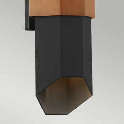 Quoizel Chasm Outdoor Up Down Wall Lamp Matte Black (with painted wood effect strap), 3000K, IP44 - thumbnail 5