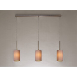 Baymont Satin Nickel 3 Light E27 Linear Pendant, With 12cm Dual Faux Silk Shade, Taupe/Halo Gold - thumbnail 2