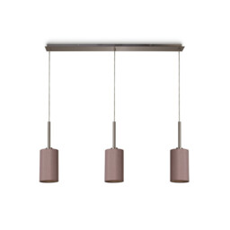 Baymont Satin Nickel 3 Light E27 Linear Pendant, With 12cm Dual Faux Silk Shade, Taupe/Halo Gold - thumbnail 5