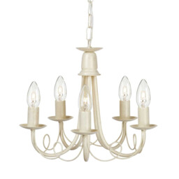 Minster 5 Light Chandelier Ivory, Gold Finish, E14