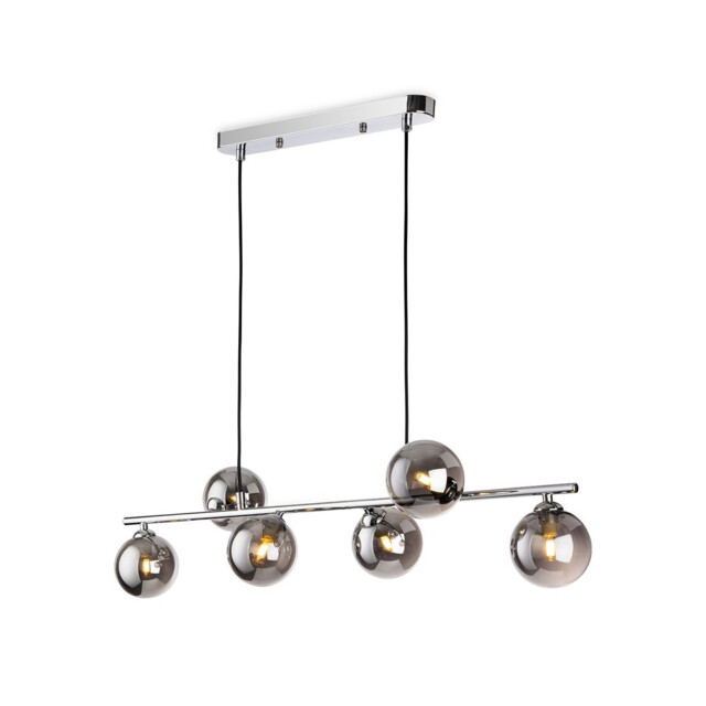 Lando Globe 6 Light Pendant Chrome with Smoked Glass 6xG9