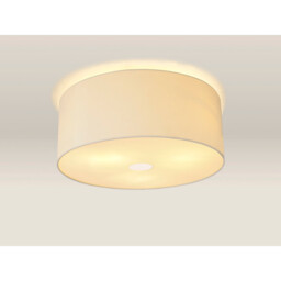 Baymont Polished Chrome 3 Light E27 Flush Ceiling With 50cm x 20cm Faux Silk Shade Ivory Pearl/White Laminate - thumbnail 2