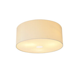 Baymont Polished Chrome 3 Light E27 Flush Ceiling With 50cm x 20cm Faux Silk Shade Ivory Pearl/White Laminate - thumbnail 1