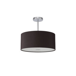 Baymont Polished Chrome E27 Semi Flush With 40cm x 18cm Faux Silk Shade, Black/White Laminate - thumbnail 5