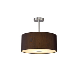 Baymont Polished Chrome E27 Semi Flush With 40cm x 18cm Faux Silk Shade, Black/White Laminate