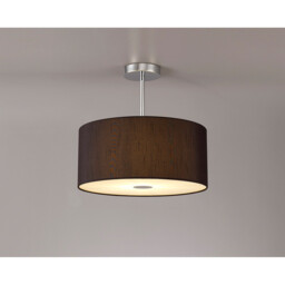 Baymont Polished Chrome E27 Semi Flush With 40cm x 18cm Faux Silk Shade, Black/White Laminate - thumbnail 2