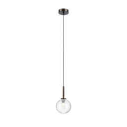 Tivoli 12cm Adjustable Pendant, 1 Light G9, IP44, Bronze/Clear Swirl Round Glass - thumbnail 5