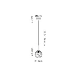 Tivoli 12cm Adjustable Pendant, 1 Light G9, IP44, Bronze/Clear Swirl Round Glass - thumbnail 2