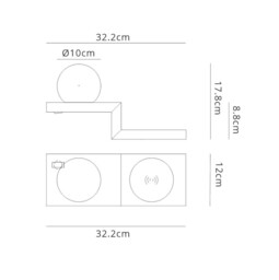 Zanzibar Wall Lamp Switched Globe With Mobile Phone Induction Charger, 6W LED, 3000K, 470lm, Sand White - thumbnail 2