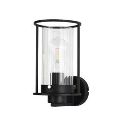 Smithtown Wall Light, 1 Light E27, Black, Clear Glass - thumbnail 3