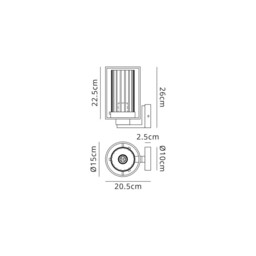 Smithtown Wall Light, 1 Light E27, Black, Clear Glass - thumbnail 2