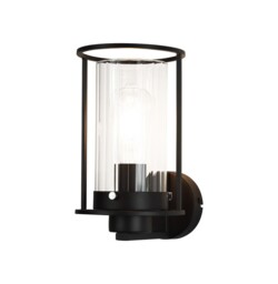 Smithtown Wall Light, 1 Light E27, Black, Clear Glass - thumbnail 1