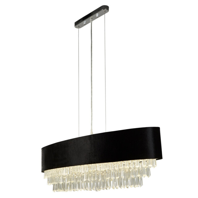Glamour 8 Light Oval Pendant Black Velvet, Clear Crystal - image 1
