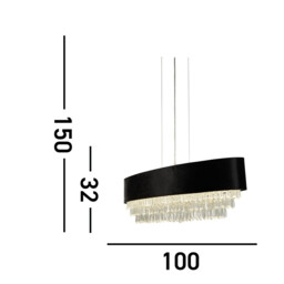 Glamour 8 Light Oval Pendant Black Velvet, Clear Crystal - thumbnail 3