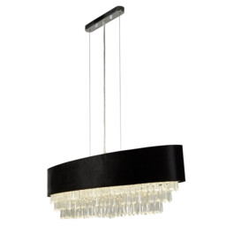 Glamour 8 Light Oval Pendant Black Velvet, Clear Crystal - thumbnail 1