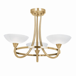 Cagney 3 Light Semi Flush Multi Arm Ceiling Light Antique Brass, White Glass, G9 - thumbnail 1