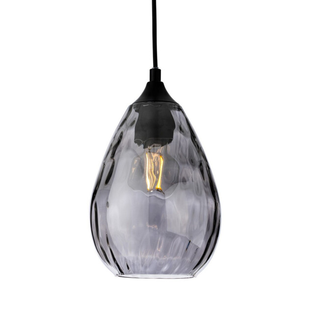 Soho Dome Pendant Matt Black with Smoked Decorative Glass 1xE27