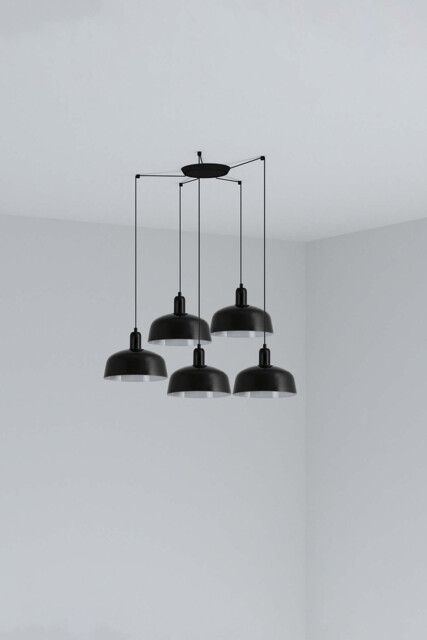 Tatawin Medium Cluster Pendant Ceiling Light , Gloss Black 5x E27