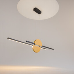Skyline Modern Bar Pendant Ceiling Light Black 4000K 800lm Brass Shade - thumbnail 2