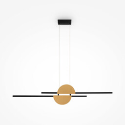 Skyline Modern Bar Pendant Ceiling Light Black 4000K 800lm Brass Shade - thumbnail 1