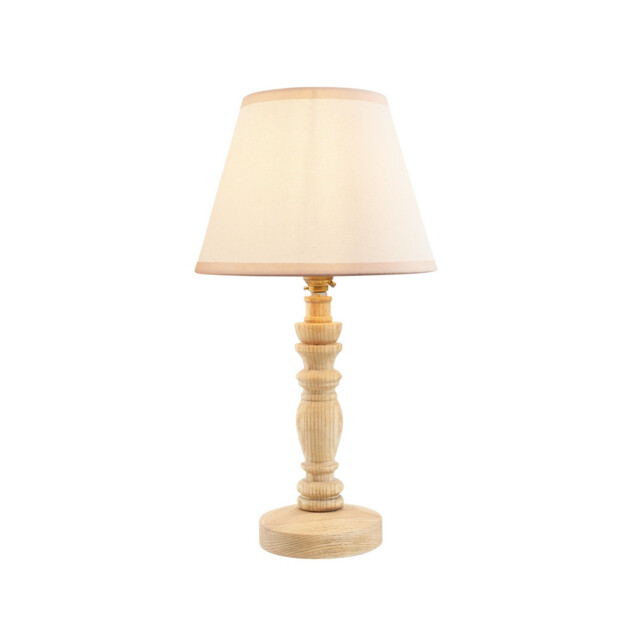 Bibury Natural Ash Table Lamp with Vintage White Fabric Ivy Shade 20cm B22 - image 1