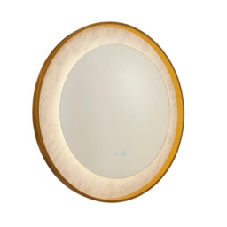 Luxo LED Mirror, Gold Metal with Marble Effect - thumbnail 1