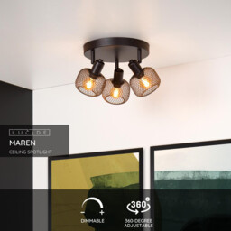 Maren Retro Ceiling Spotlight - Ø 37cm - 3xE14 - Black - thumbnail 3