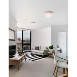 Brest 38cm Flush Ceiling Light White Opal Glass, Metal LED E27 - thumbnail 2