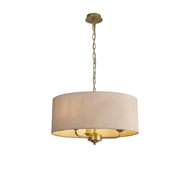Banyan 3 Light Multi Arm Pendant With 50cm x 20cm Dual Faux Silk Fabric Shade Champagne Gold/Nude Beige - image 1