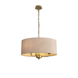 Banyan 3 Light Multi Arm Pendant With 50cm x 20cm Dual Faux Silk Fabric Shade Champagne Gold/Nude Beige